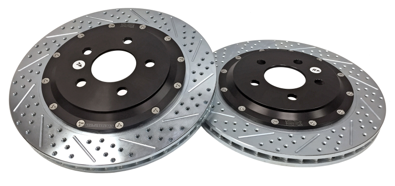 Ford Mustang GT Brake Rotors (2) - Rear - Baer Brakes - EradiSpeed+ 2-piece SDZ Slot & Drilled - Black - `15-`23